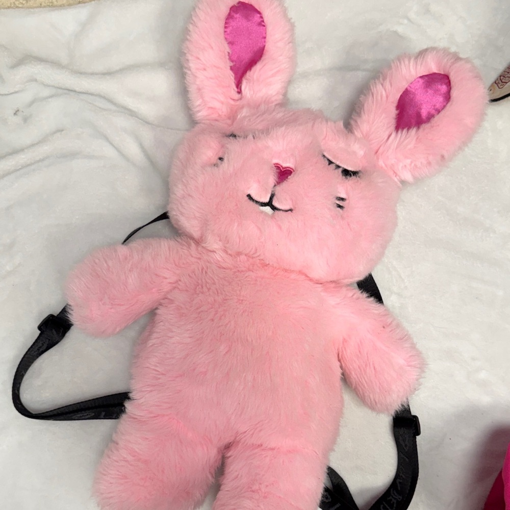 Betsey Johnson Plush Pink Bunny Backpack